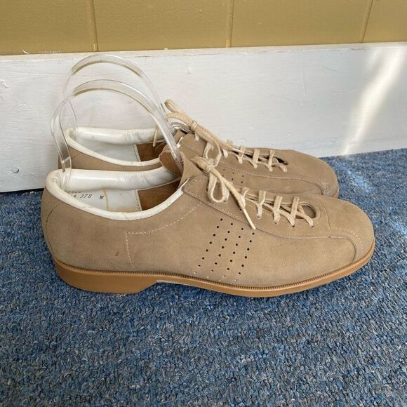 Vintage tie up bowling shoes men sz 9 with tan suede outer - Picture 1 of 14